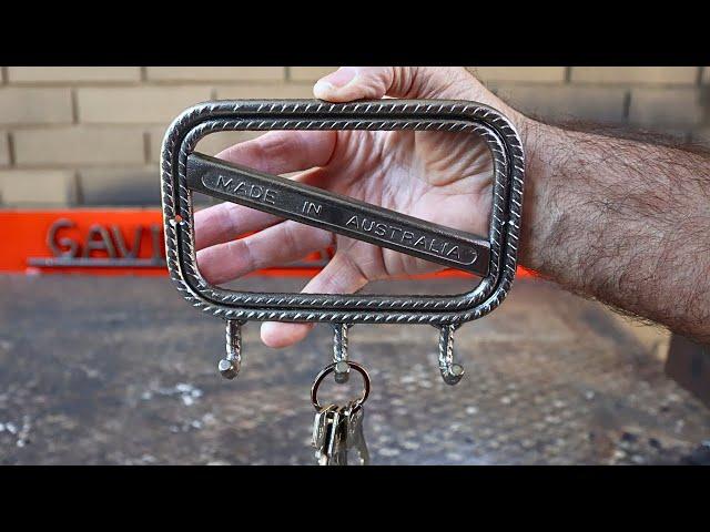 I make a Wall Mount Key Holder using Rebar, a Rusty Wrench/Spanner - Repurposed Scrap Metal Project.