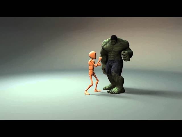 Animated fighting and KO scene