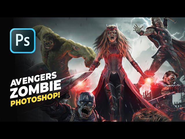 Photoshopping AVENGERS into ZOMBIES! | Halloween Special Marvel Zombies Photoshop Art