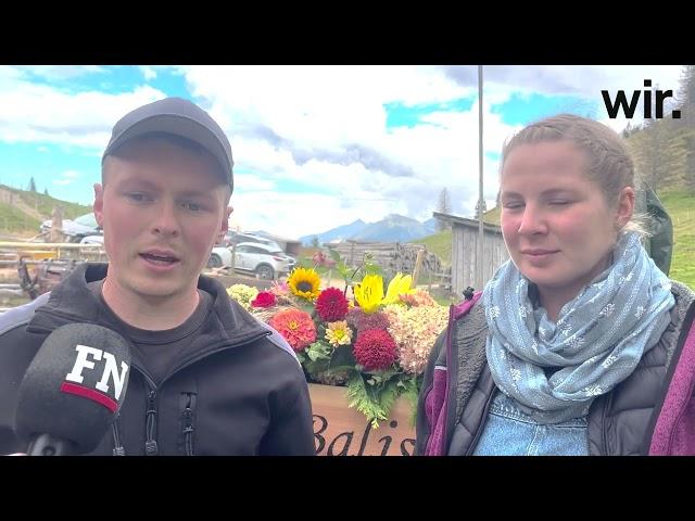 Vorbereitungen auf den Alpabzug: Blumenschmuck herstellen auf der Balisa Alp in Schwarzsee