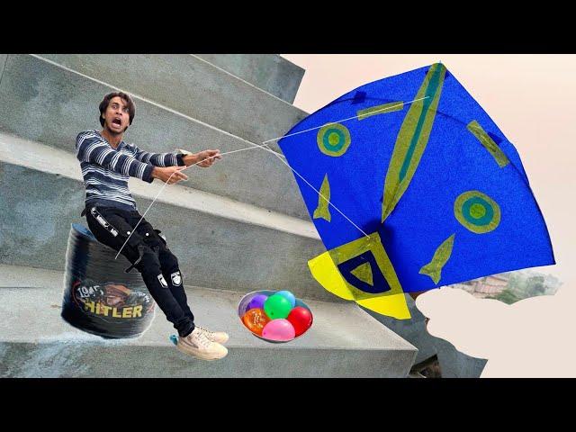 4 Kite Caught With Abubaker Roof With Balloon Water Fight | Kite