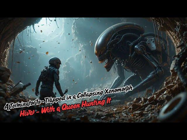 A Terminator Is Trapped in a Collapsing Xenomorph Hive – With a Queen Hunting It | Sci-Fi-HiTales