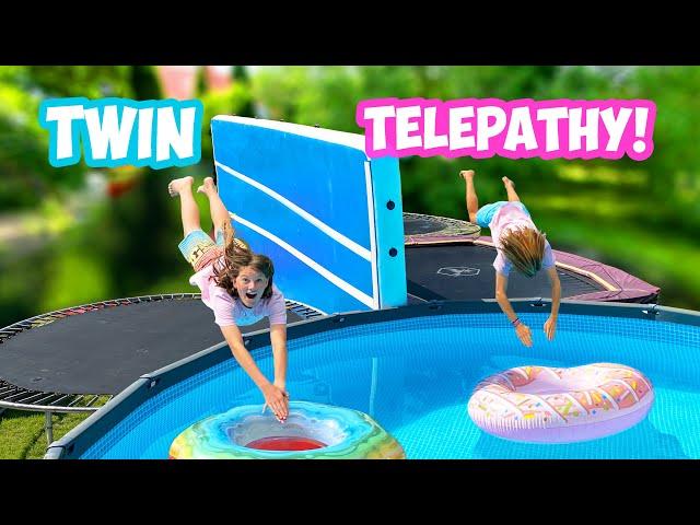 Twin Telepathy TRAMPOLIN POOL Challenge!