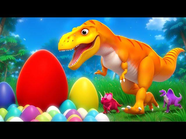 Jurassic Dinosaurs Chase T-Rex Eggs – Crazy Fun Egg Hunt Adventure in Prehistoric World!