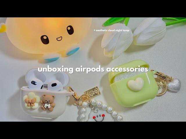 unboxing airpods 3 accessories + cute cloud night lamp ️ (aesthetic)