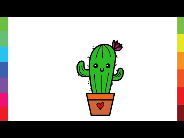 How to draw a Cute CACTUS - EASY And Satisfying Drawing videos