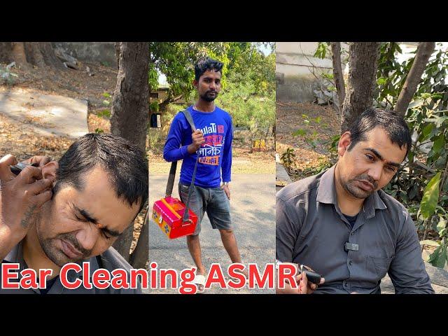 Little Dirty Ear Cleaning at Indian street! | Best Exprincer Street Barber Cleaning | Talking ASMR