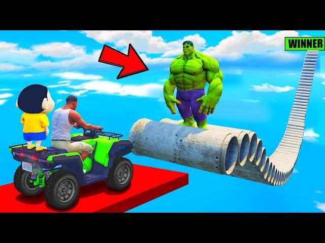 SHINCHAN AND FRANKLIN TRIED THE IMPOSSIBLE PIPE BRIDGE & HULK PARKOUR CHALLENGE GTA 5