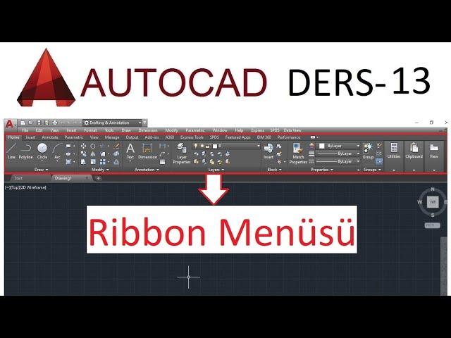 Autocad Ders - 13 - Ribbon Menüsünü Açıp Kapatmak (Üst Menüyü Açıp Kapatmak)