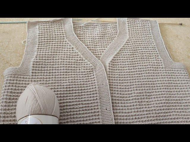 Yelek Modeli iki şiş ileçıtı pıtı, ajursuz, spor, kolay, model