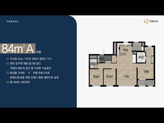 한화 포레나 수원장안 전용면적 84A 타입 세대 둘러보기