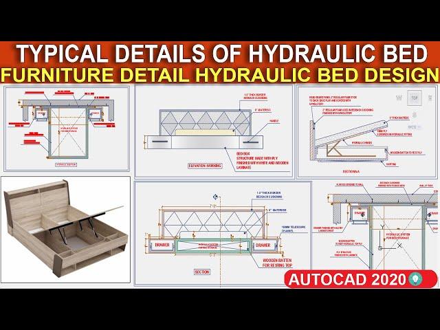 Hydraulic Bed Design Autocad 2020||#interiordesign #architecture || Cmplete Video In Details