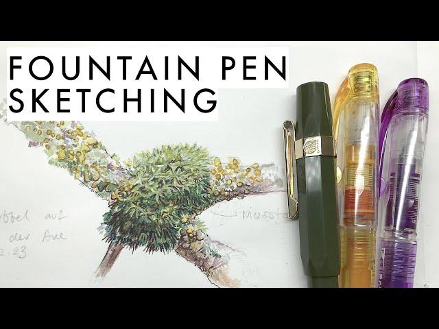 How I use fountain pens with colored ink for sketching