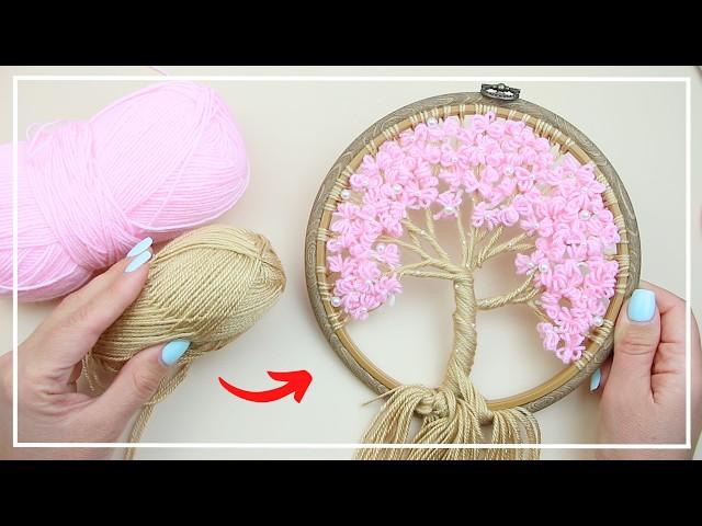 New Amazing Idea! Blooming Sakura from Yarn  Beautiful spring wall decor  DIY