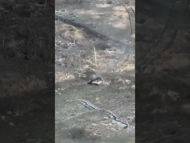 Russian BMP-2 tank is blown up by a Ukrainian land mine in the Luhansk region