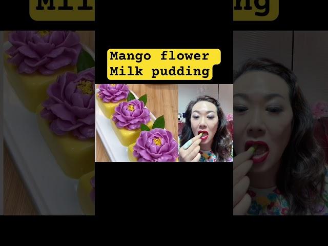 Jenny likes China street food:Mango flower milk pudding! Jenny eating show! Chinese Asian snacks !