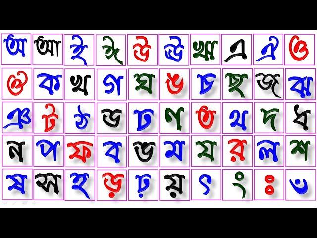 Bengali Alphabet for kids//অ আ ই ঈ উ ঊ ঋ এ ঐ ...  ক খ গ ঘ ঙ চ ছ জ ঝ ঞ ট ঠ ড ঢ ণ ত থ দ ধ ন প...