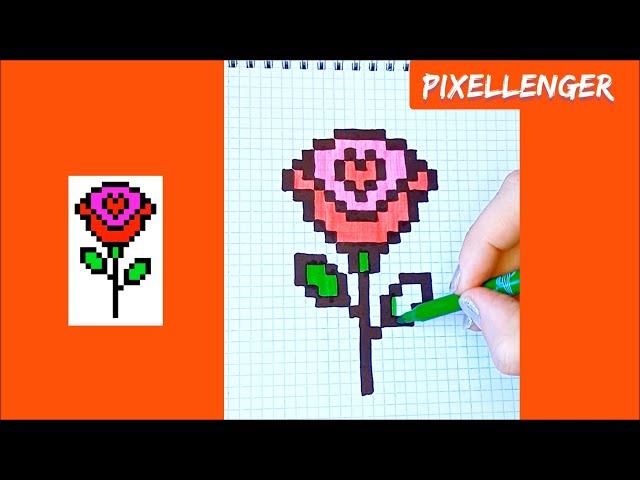 How to Draw Rose Flower Love Heart Simple Picture Pixel Art 如何繪製 कैसे आकर्षित करने के लिए