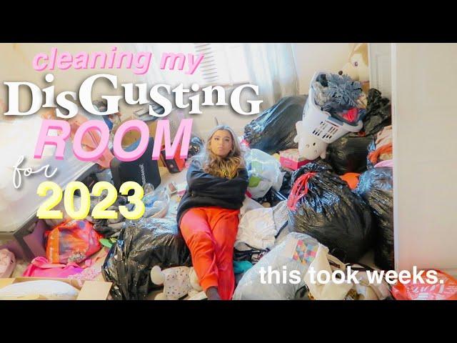 DEEP cleaning my DISGUSTING room for 2023 *this took weeks*