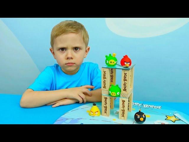 Злые птички Angry Birds настольная игра для детей  Action game for children