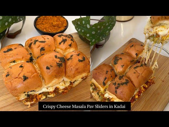 Crispy Cheesy Masala Pav Sliders In kadai | No Oven Cheesy Masala Pav  Recipe,Garlic Coconut Chutney