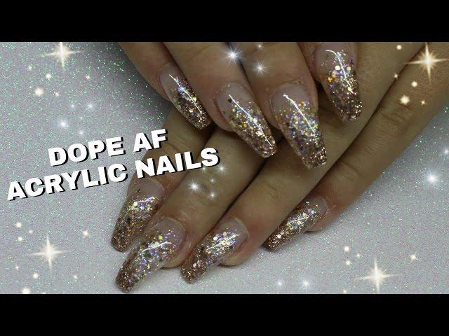 HOW TO: ROSE GOLD GLITTER GRADIENT ACRYLIC NAILS