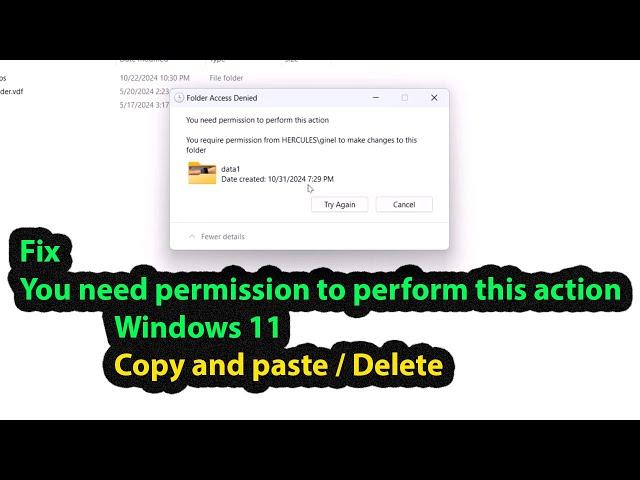 You need permission to perform this action windows 11 copy paste