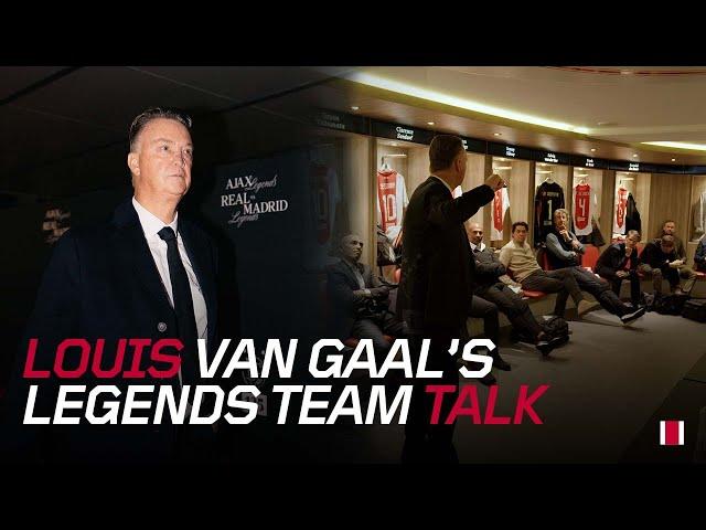 Louis van Gaal’s team talk in the dressing room ahead of the Ajax Legends - Real Madrid Legends 