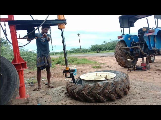 Tractor tyre puncture repair // Easy method tyre bead open and fitting