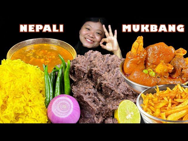 Eating Mutton Curry With Dhido & Gundruk | Spicy Mutton Curry | Nepali Mukbang