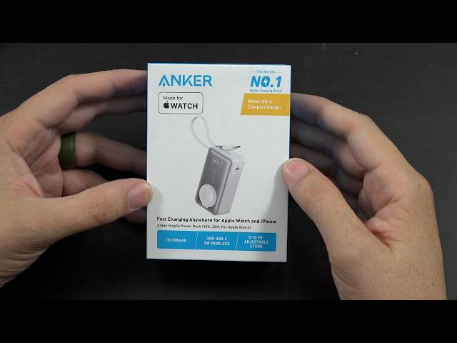 Anker MagGo Power Bank for Apple Watch, 10,000mAh Compact Battery Pack with Built-in USB-C Cable