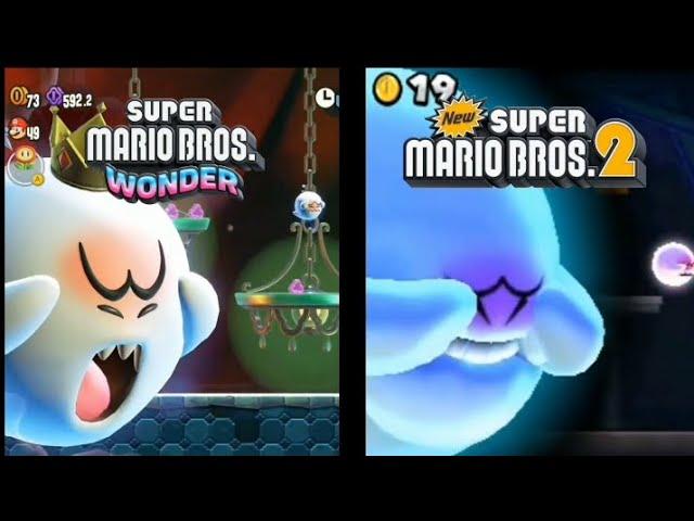 comparison of new super Mario bros 2 and u deluxe of king boo and boo vs super Mario wonder#mario