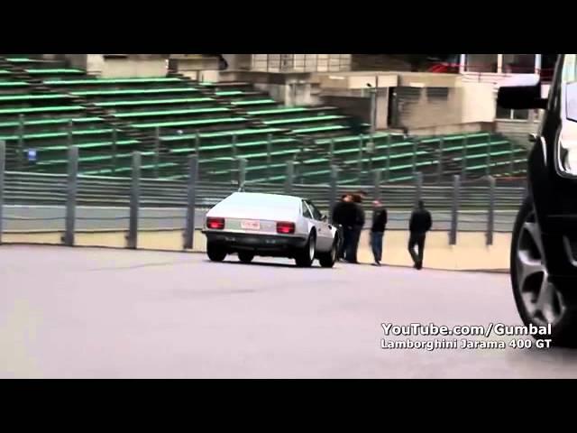 Lamborghini Jarama 400 GT almost crash + loud accelerations!! 1080p HD