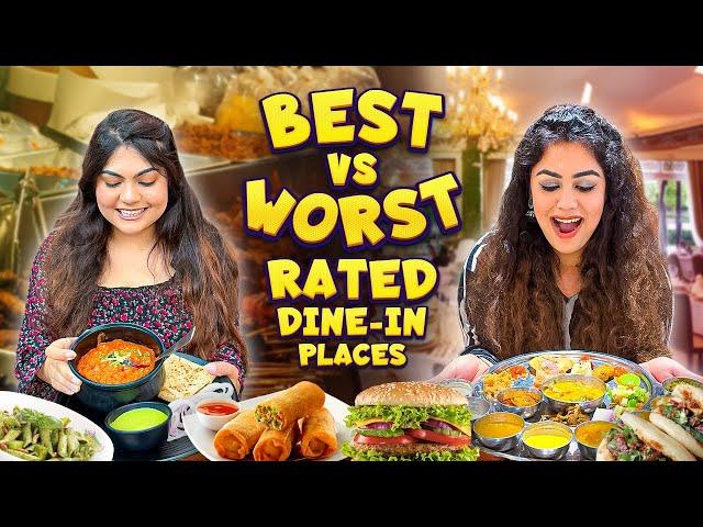 ⭐️Best vs Worst Rated Dine-In Places 24 hours Food challenge with @TheThakurSisters