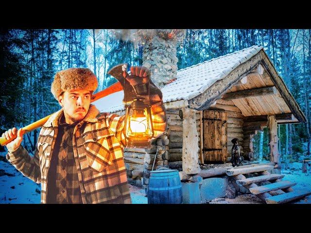 6 HOURS Alone Building A Wilderness Log Cabin