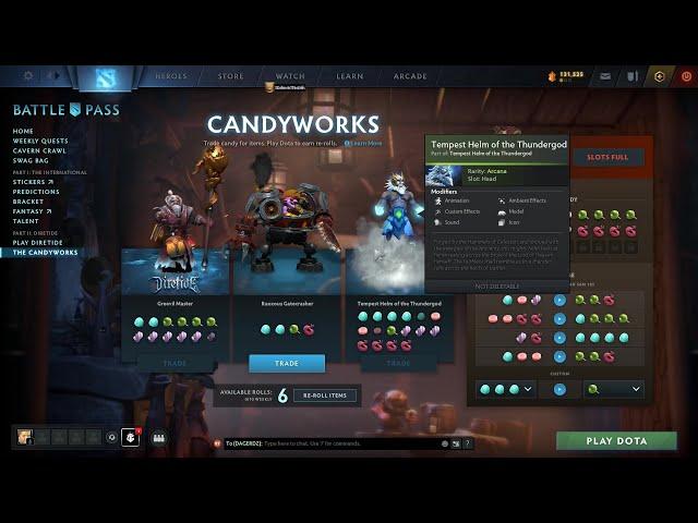 Dota 2 - Candyworks shop 31 rerolls 3 arcanas