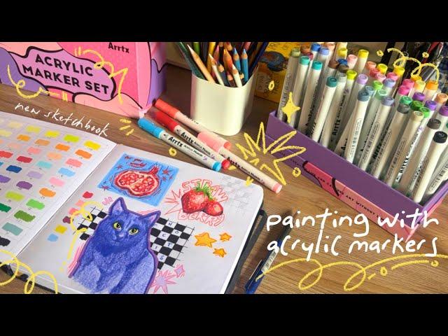 art vlog  trying out acrylic markers for the first time (ft. arrtx), starting a new sketchbook