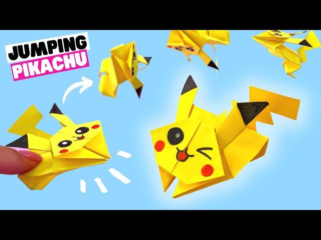 How to make origami JUMPING PIKACHU [origami pokemon, hopping pikachu]