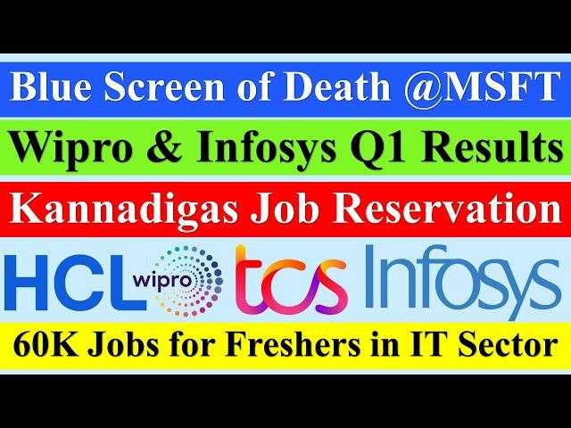 Microsoft Blue Screen, Kannadigas Reservation, Wipro & Infosys Q1 Results #tcs #infosys #wipro #jobs