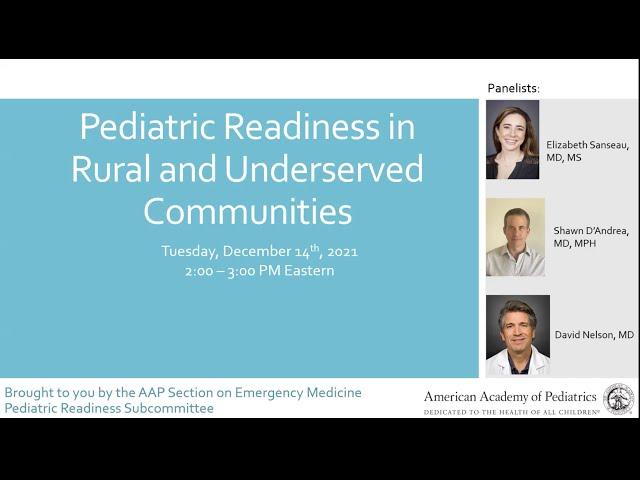Pediatric Readiness in Rural and Underserved Communities