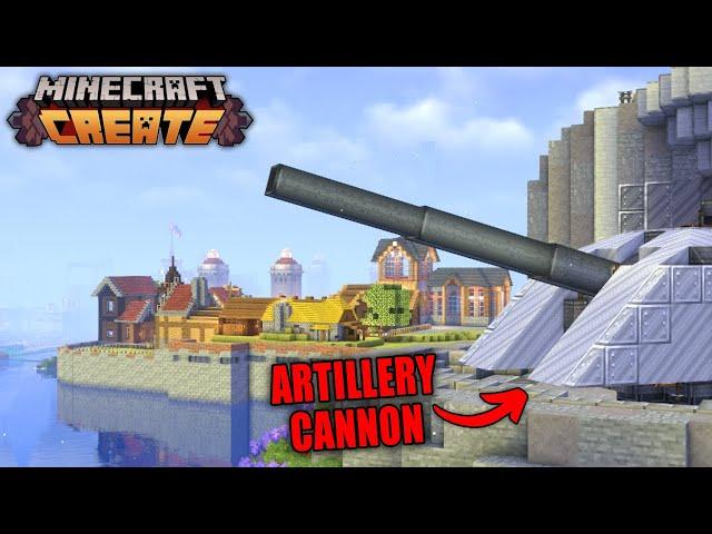 Defending My Colony With ARTILLERY In Minecraft Create Mod