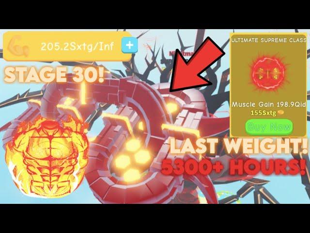 Getting Stage 30 + Ultimate Supreme Class in Lifting Simulator! +288.04056Qatg/click! (5300+ hours)