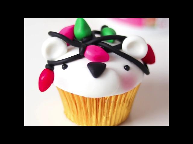 Christmas Lights Polar Bear Cupcakes