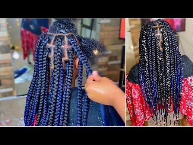 ** Full upload **Blue Ombré Jumbo Box Braids  | | •BraidsbyTyTi