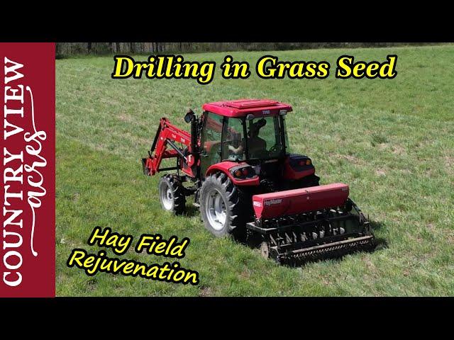 Using a Seed Drill to Overseed our Hay Field and Pasture - Kasco HayMaker