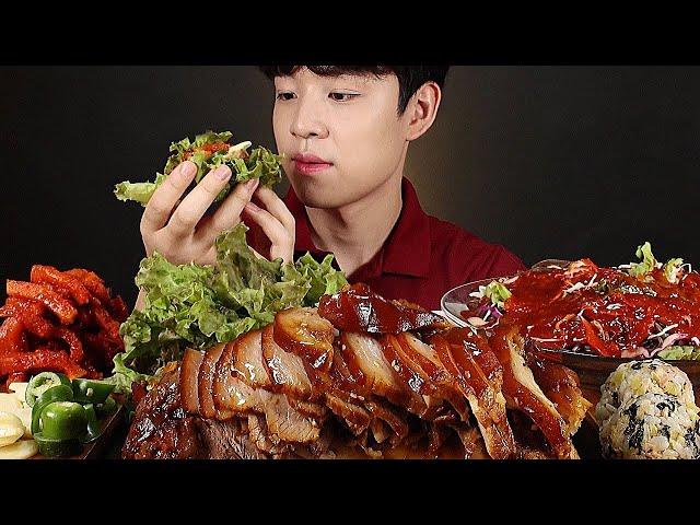쫄깃탱탱한 족발 먹방 막국수 주먹밥 싱싱한 채소와 함께 JOKBAL PIG`S FEET MAKGUKSU MUKBANG ASMR