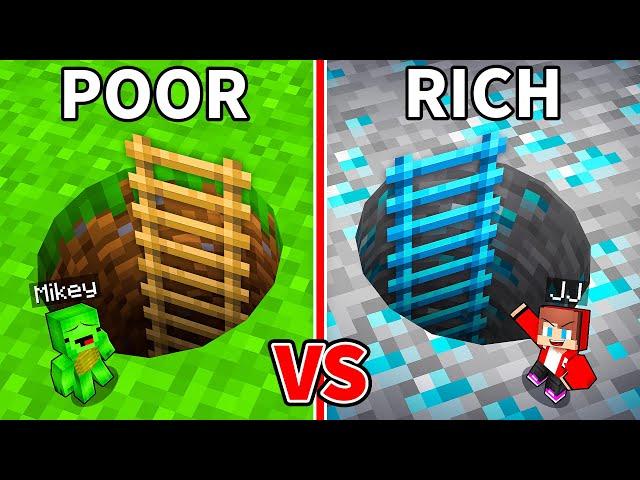 JJ and Mikey: POOR vs RICH Ladder Tunnel Battle in Minecraft - Maizen