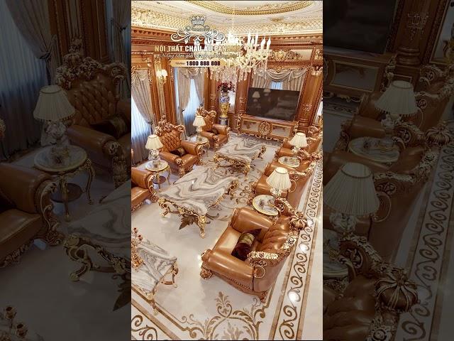 Phòng khách của biệt thự tân cổ điển 300m2 tại Nam Định được Panama thiết kế và thi công nội thất