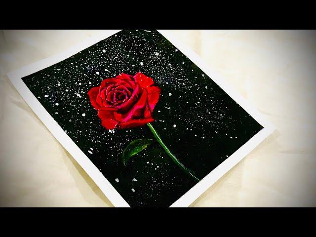 ROSE FLOWER acrylic painting | Easy Rose flower painting tutorial