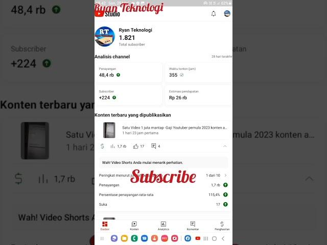 Pendapatan gaji SHORTS-Gaji youtuber pemula 2023 Konten asal asalan Bikin semangat atou loyo #Shorts